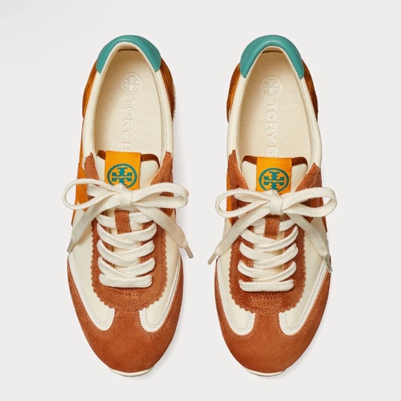 Tory Burch Shoes - Tory Burch - Hank New Ivory / Orange Citrine / Bright Lago Low Top Sneakers